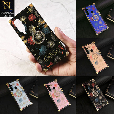 Realme 5 Cover - Rose Gold - Trendy Style Good Luck Floral Square Trunk Soft Case With Holder