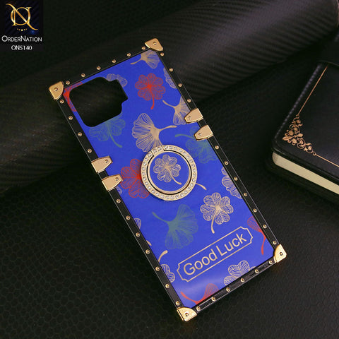 Oppo F17 Pro Cover - Blue - Trendy Style Good Luck Floral Square Trunk Soft Case With Holder
