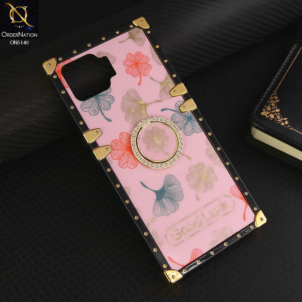 Oppo A93 Cover - Pink - Trendy Style Good Luck Floral Square Trunk Soft Case With Holder
