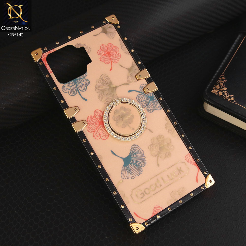 Oppo Reno4 Lite Cover - Rose Gold - Trendy Style Good Luck Floral Square Trunk Soft Case With Holder