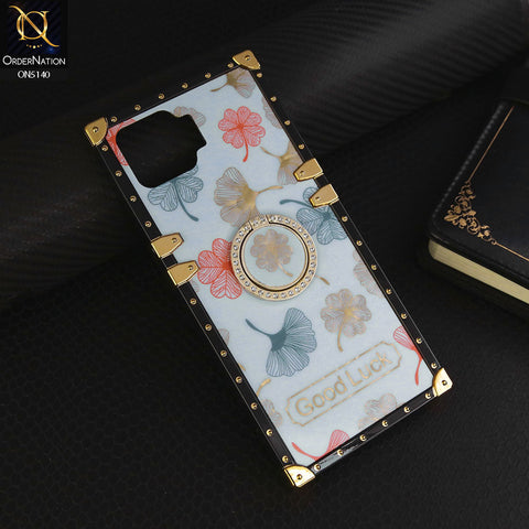 Oppo F17 Cover - Sky Blue - Trendy Style Good Luck Floral Square Trunk Soft Case With Holder
