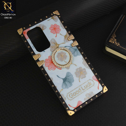 Oppo A95 Cover - Sky Blue - Trendy Style Good Luck Floral Square Trunk Soft Case With Holder