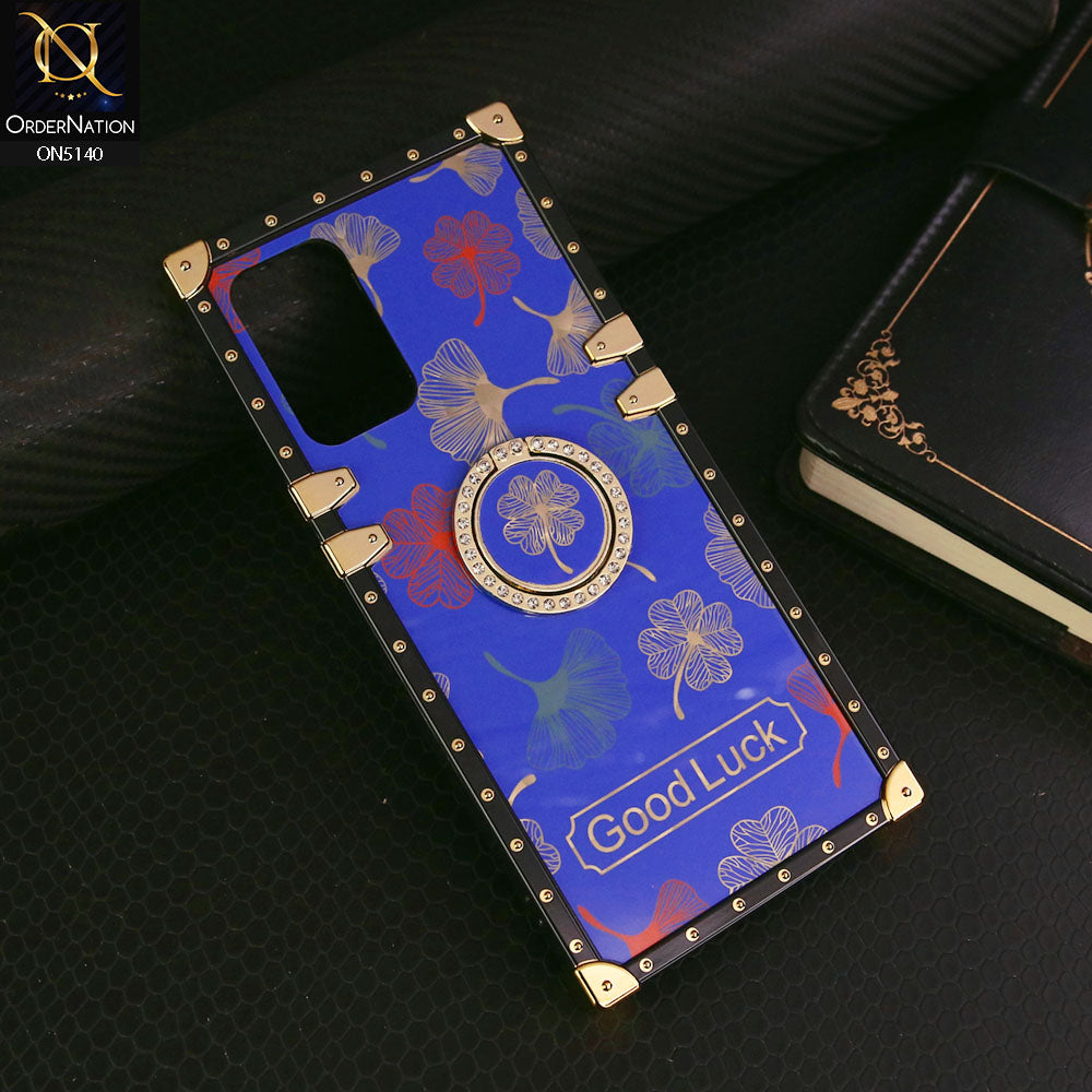 Oppo Reno8 Lite Cover - Blue - Trendy Style Good Luck Floral Square Trunk Soft Case With Holder