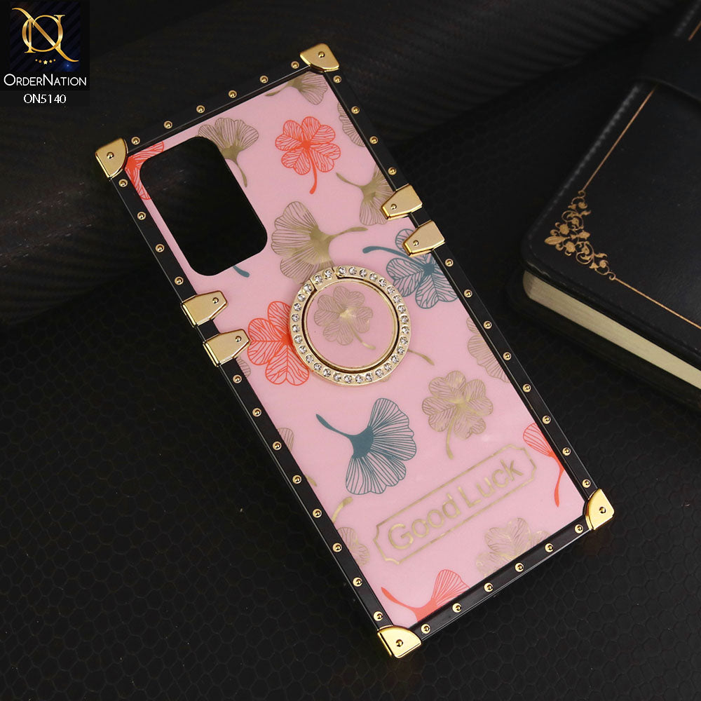 Oppo A96 5G Cover - Pink - Trendy Style Good Luck Floral Square Trunk Soft Case With Holder