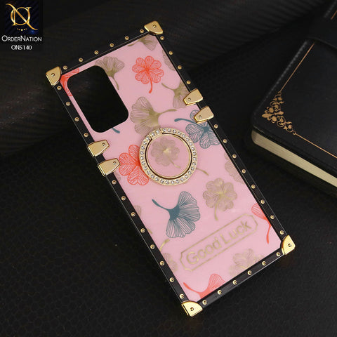 Oppo A96 5G Cover - Pink - Trendy Style Good Luck Floral Square Trunk Soft Case With Holder