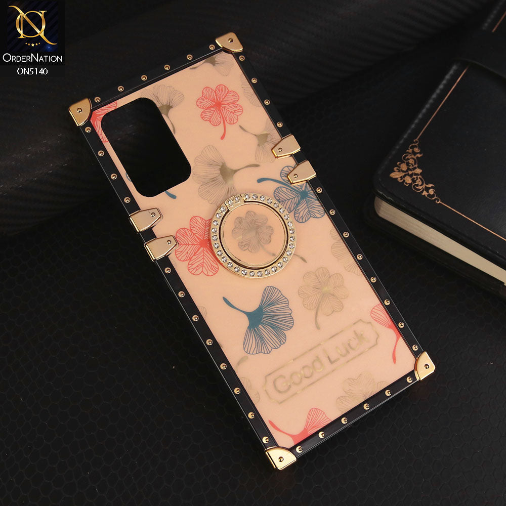 Oppo Reno7 Z 5G Cover - Rose Gold - Trendy Style Good Luck Floral Square Trunk Soft Case With Holder