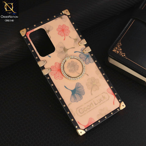 Oppo A96 5G Cover - Rose Gold - Trendy Style Good Luck Floral Square Trunk Soft Case With Holder