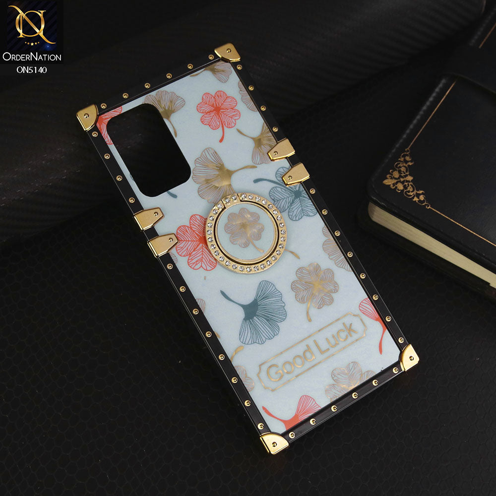 Oppo Reno8 Lite Cover - Sky Blue - Trendy Style Good Luck Floral Square Trunk Soft Case With Holder