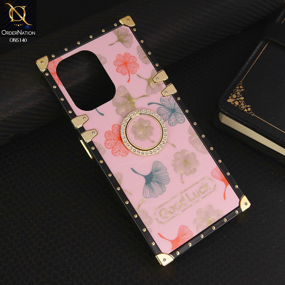 Infinix Hot 30 Play  Cover - Pink - Trendy Style Good Luck Floral Square Trunk Soft Case With Holder