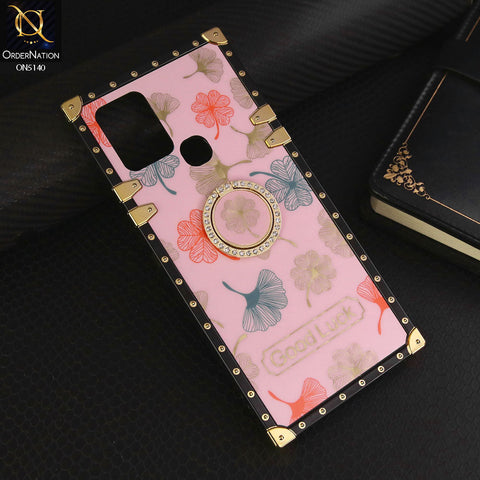 Infinix Hot 10 Cover - Pink - Trendy Style Good Luck Floral Square Trunk Soft Case With Holder