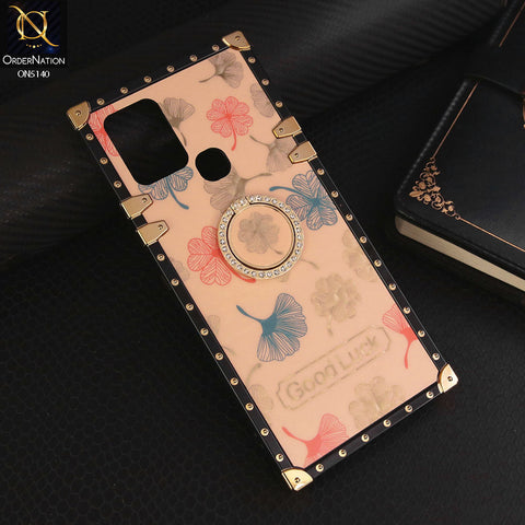 Infinix Hot 10 Cover - Rose Gold - Trendy Style Good Luck Floral Square Trunk Soft Case With Holder