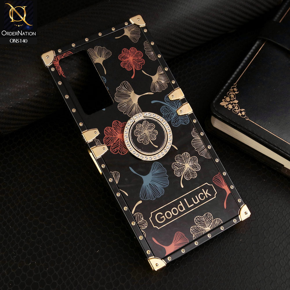 Infinix Note 12 G88 Cover - Black - Trendy Style Good Luck Floral Square Trunk Soft Case With Holder