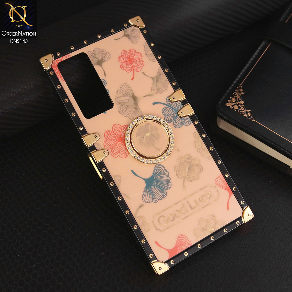 Infinix Note 12 G88 Cover - Rose Gold - Trendy Style Good Luck Floral Square Trunk Soft Case With Holder