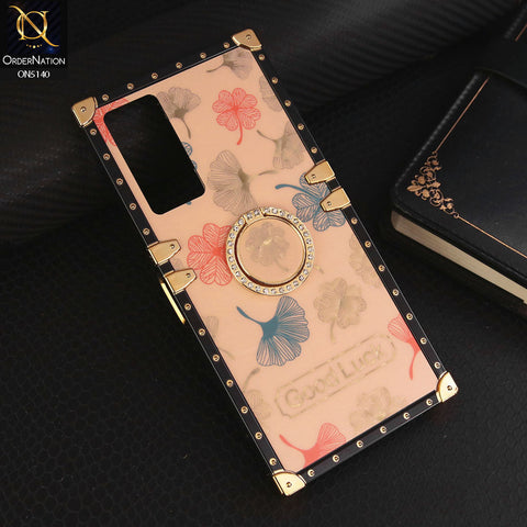 Infinix Note 12 G88 Cover - Rose Gold - Trendy Style Good Luck Floral Square Trunk Soft Case With Holder