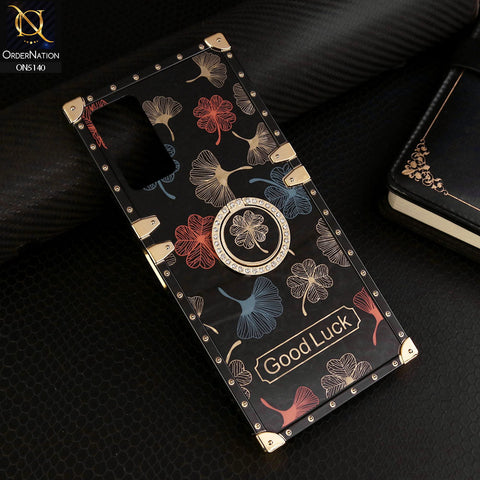 Infinix Hot 12 Cover - Black - Trendy Style Good Luck Floral Square Trunk Soft Case With Holder