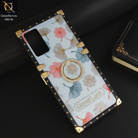 Infinix Hot 12 Cover - Sky Blue - Trendy Style Good Luck Floral Square Trunk Soft Case With Holder