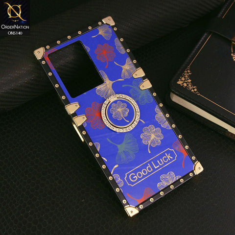 Infinix Note 12 G96  Cover - Blue - Trendy Style Good Luck Floral Square Trunk Soft Case With Holder