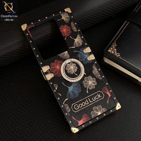 Infinix Note 30 Cover - Black - Trendy Style Good Luck Floral Square Trunk Soft Case With Holder