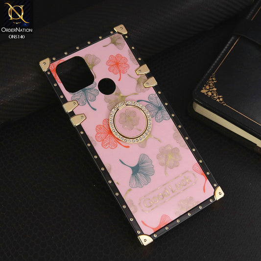 Oppo A35 Cover - Pink - Trendy Style Good Luck Floral Square Trunk Soft Case With Holder
