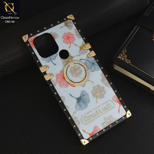 Xiaomi Redmi A2 Plus Cover - Sky Blue - Trendy Style Good Luck Floral Square Trunk Soft Case With Holder