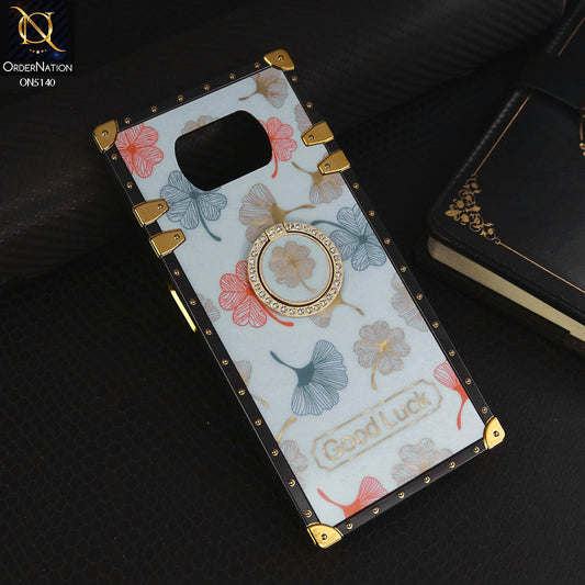 Xiaomi Poco X3 Pro Cover - Sky Blue - Trendy Style Good Luck Floral Square Trunk Soft Case With Holder