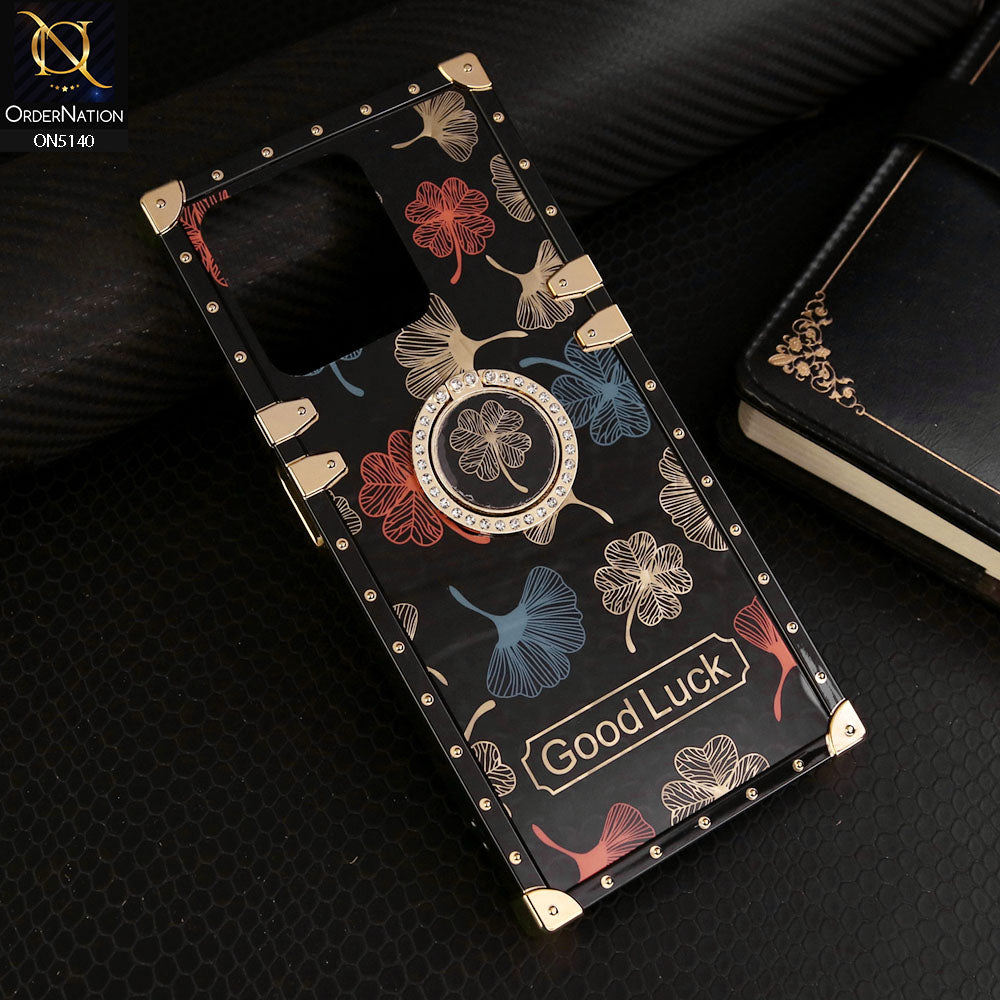 Realme Note 50 Cover - Black - Trendy Style Good Luck Floral Square Trunk Soft Case With Holder