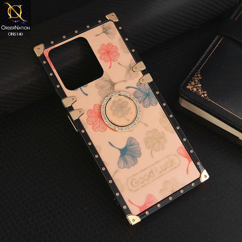 Realme Note 50 Cover - Rose Gold - Trendy Style Good Luck Floral Square Trunk Soft Case With Holder