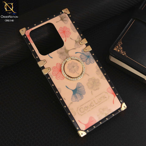 Xiaomi Redmi 10C Cover - Rose Gold - Trendy Style Good Luck Floral Square Trunk Soft Case With Holder