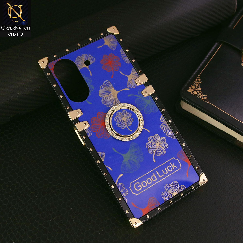 Xiaomi Poco C65 Cover - Blue - Trendy Style Good Luck Floral Square Trunk Soft Case With Holder