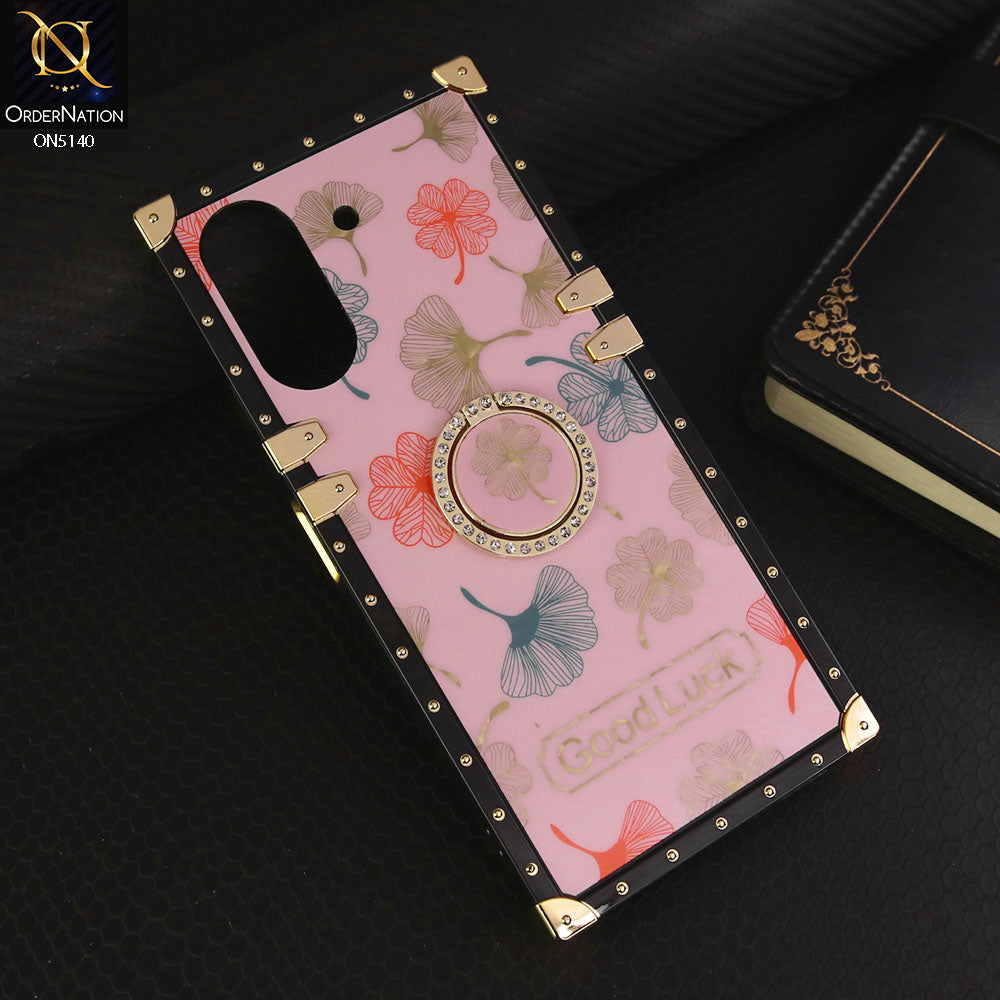 Xiaomi Redmi 13C Cover - Pink - Trendy Style Good Luck Floral Square Trunk Soft Case With Holder