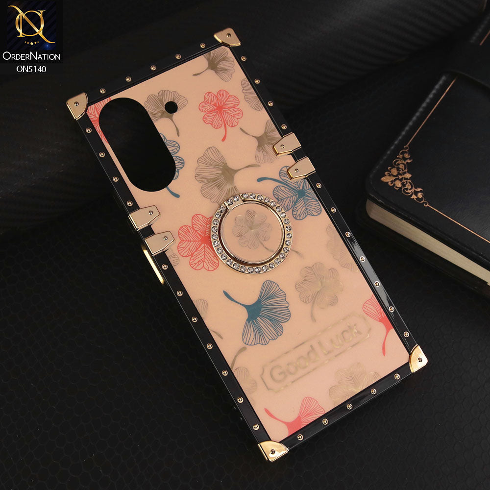 Xiaomi Poco C65 Cover - Rose Gold - Trendy Style Good Luck Floral Square Trunk Soft Case With Holder