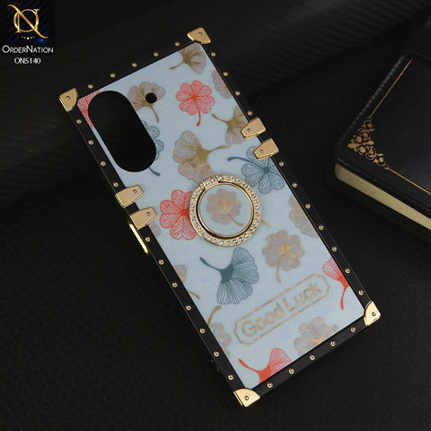 Xiaomi Redmi 13C Cover - Sky Blue - Trendy Style Good Luck Floral Square Trunk Soft Case With Holder