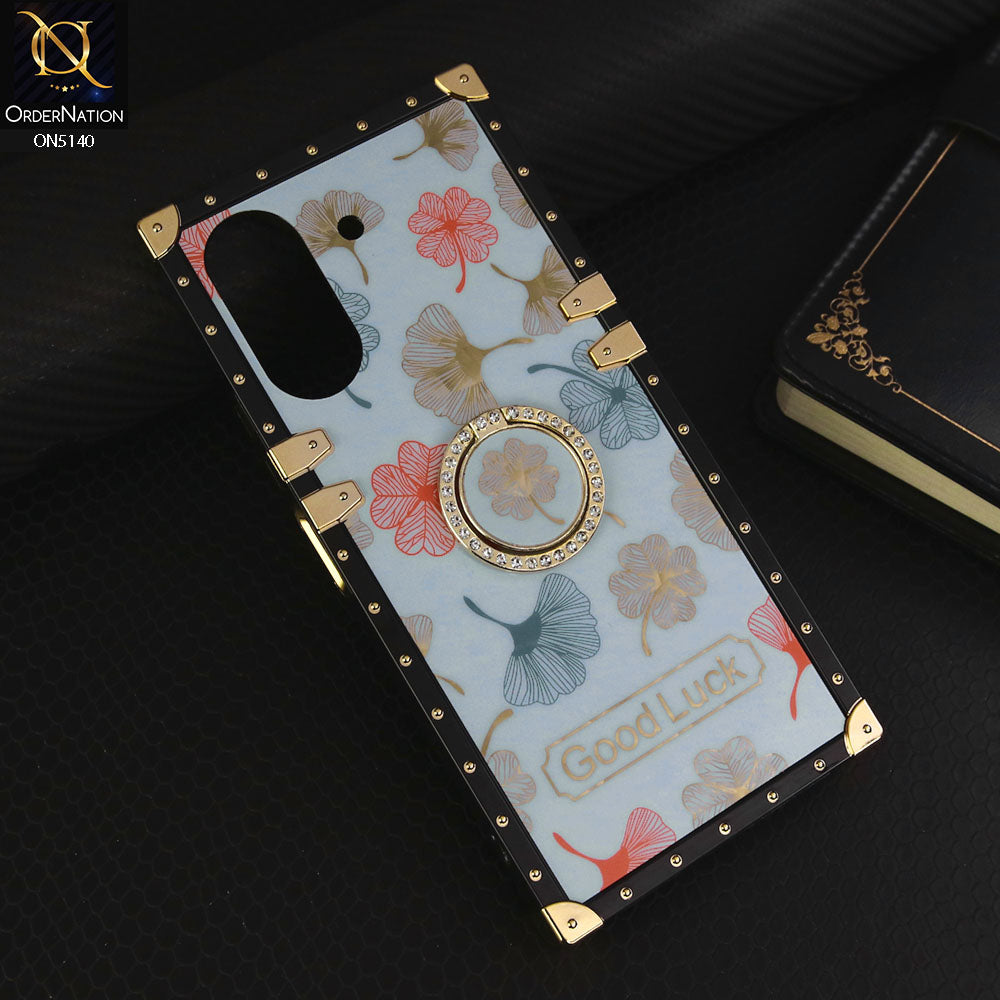 Xiaomi Poco C65 Cover - Sky Blue - Trendy Style Good Luck Floral Square Trunk Soft Case With Holder