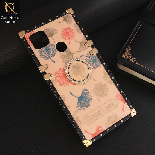 Xiaomi Redmi 10A Cover - Rose Gold - Trendy Style Good Luck Floral Square Trunk Soft Case With Holder
