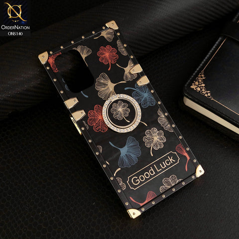 Xiaomi Redmi Note 10S Cover - Black - Trendy Style Good Luck Floral Square Trunk Soft Case With Holder