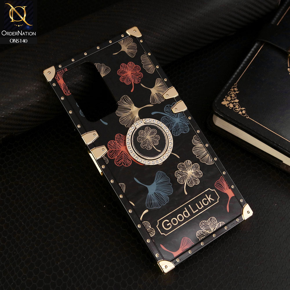 Xiaomi Redmi Note 10 Pro 4G Cover - Black - Trendy Style Good Luck Floral Square Trunk Soft Case With Holder