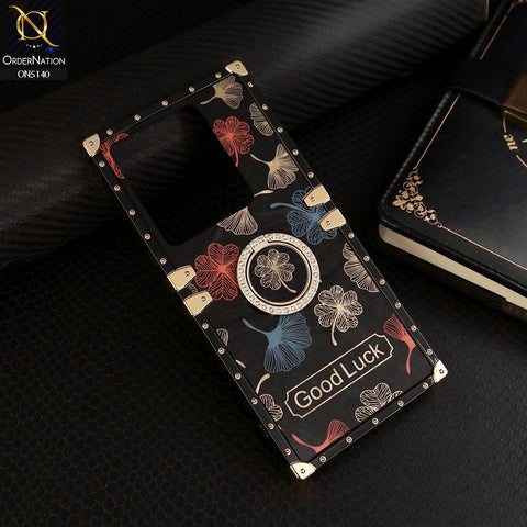 Xiaomi Poco M6 Pro 4G Cover - Black - Trendy Style Good Luck Floral Square Trunk Soft Case With Holder