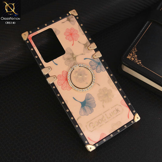 Oppo Reno 7 4G Cover - Rose Gold - Trendy Style Good Luck Floral Square Trunk Soft Case With Holder