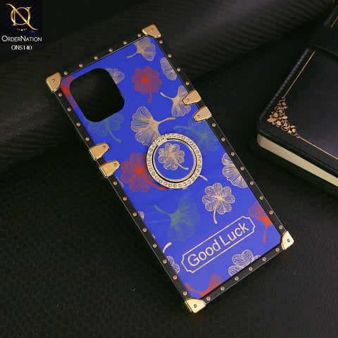 Samsung Galaxy A03 Cover - Blue - Trendy Style Good Luck Floral Square Trunk Soft Case With Holder