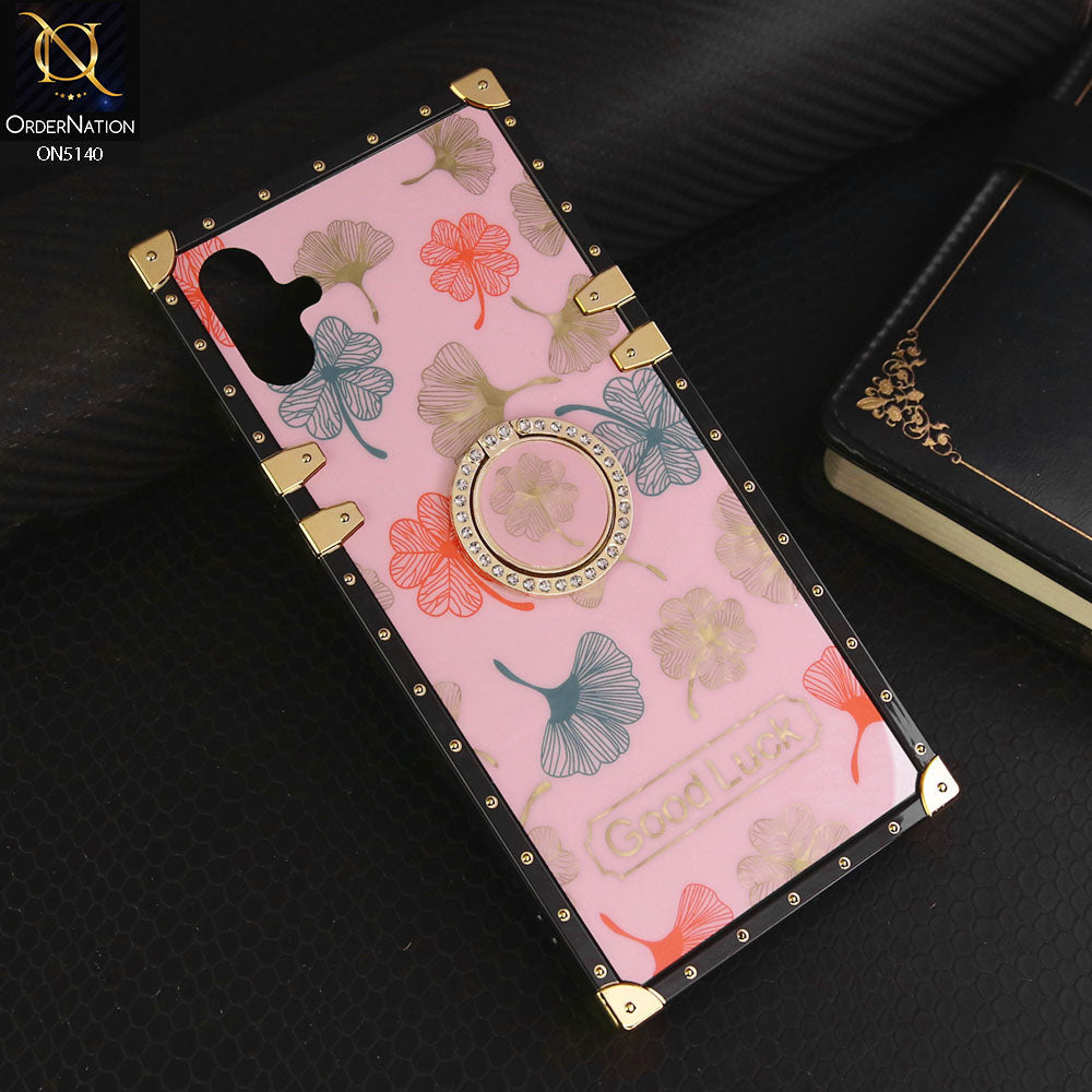 Samsung Galaxy A05 Cover - Pink - Trendy Style Good Luck Floral Square Trunk Soft Case With Holder