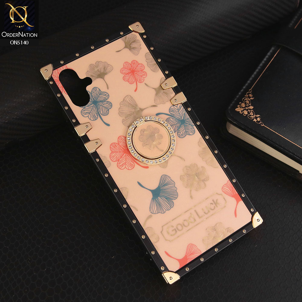 Samsung Galaxy A05 Cover - Rose Gold - Trendy Style Good Luck Floral Square Trunk Soft Case With Holder
