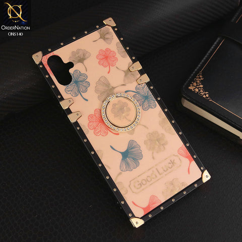 Samsung Galaxy A05 Cover - Rose Gold - Trendy Style Good Luck Floral Square Trunk Soft Case With Holder