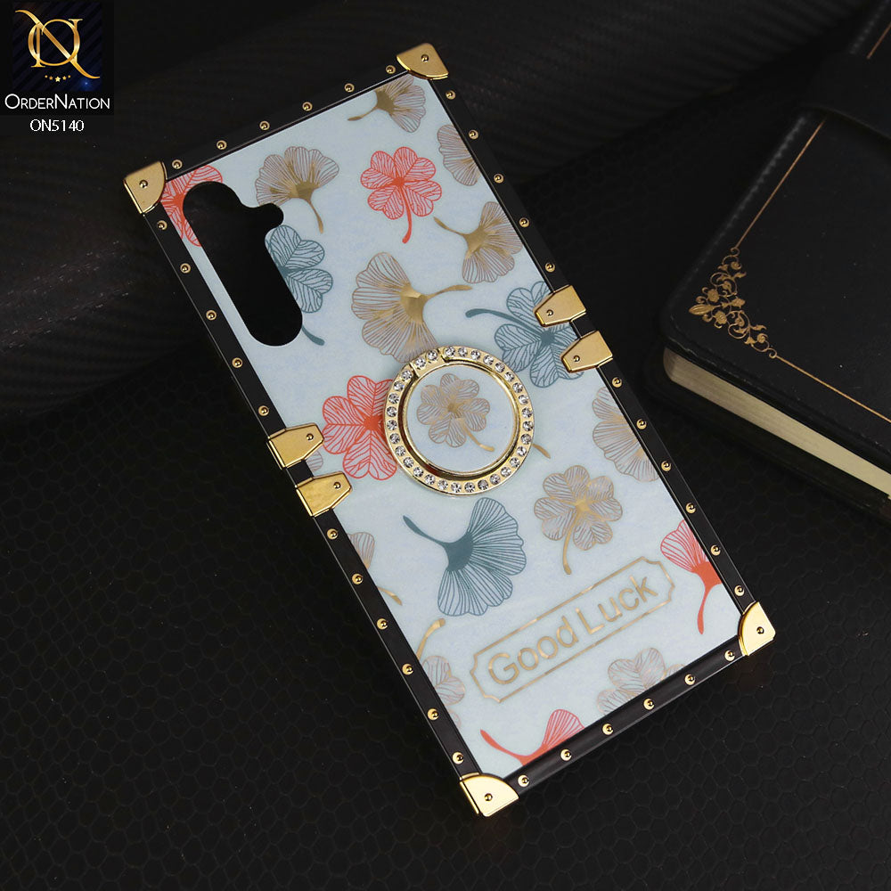Samsung Galaxy A05s Cover - Sky Blue - Trendy Style Good Luck Floral Square Trunk Soft Case With Holder