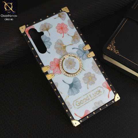 Samsung Galaxy A05s Cover - Sky Blue - Trendy Style Good Luck Floral Square Trunk Soft Case With Holder