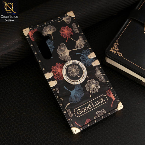 Samsung Galaxy A15 5G Cover - Black - Trendy Style Good Luck Floral Square Trunk Soft Case With Holder