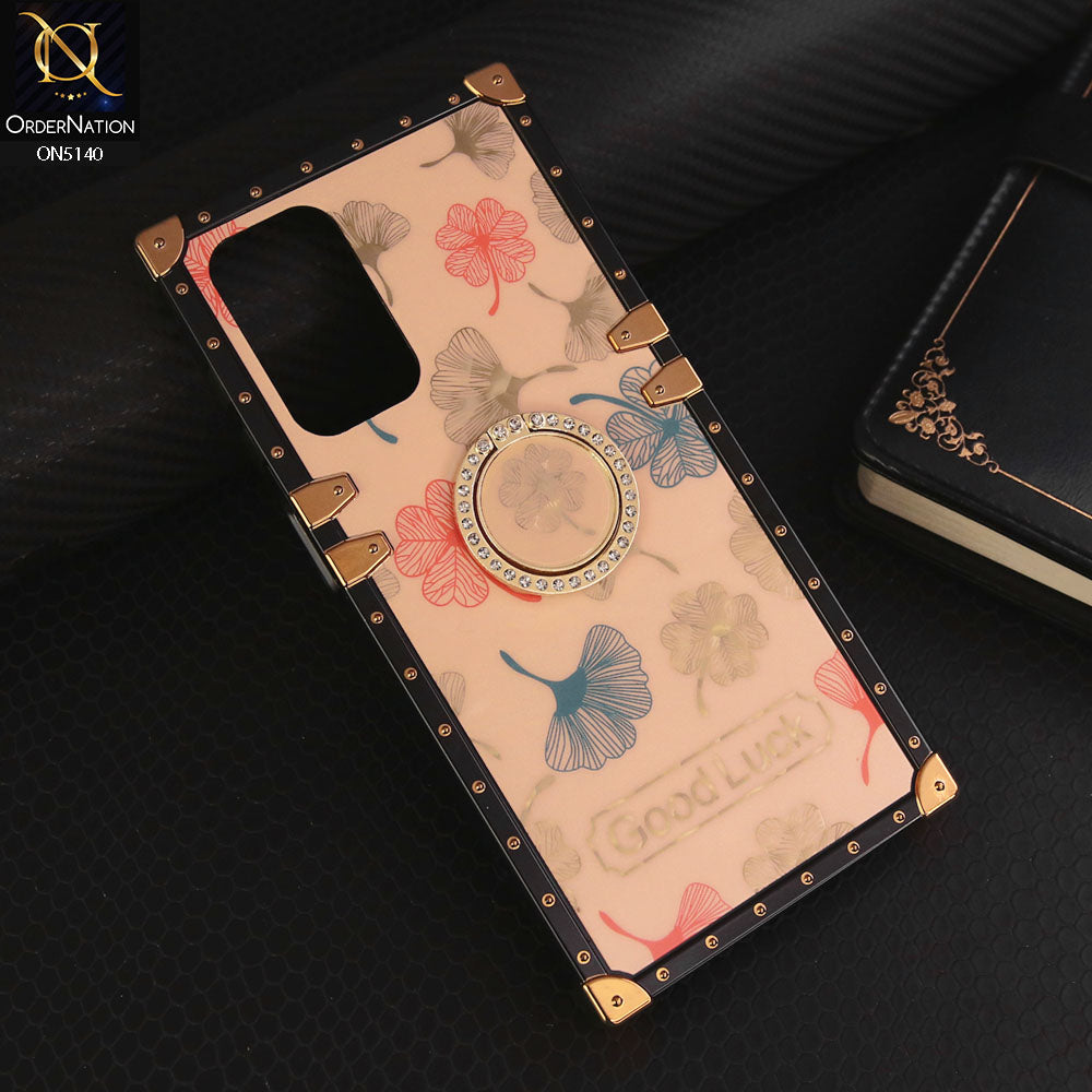 Samsung Galaxy A23 Cover - Rose Gold - Trendy Style Good Luck Floral Square Trunk Soft Case With Holder