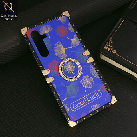 Samsung Galaxy A24 4G Cover - Blue - Trendy Style Good Luck Floral Square Trunk Soft Case With Holder