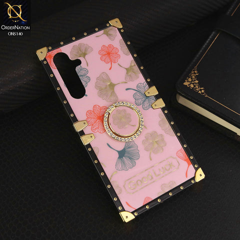Samsung Galaxy A24 4G Cover - Pink - Trendy Style Good Luck Floral Square Trunk Soft Case With Holder