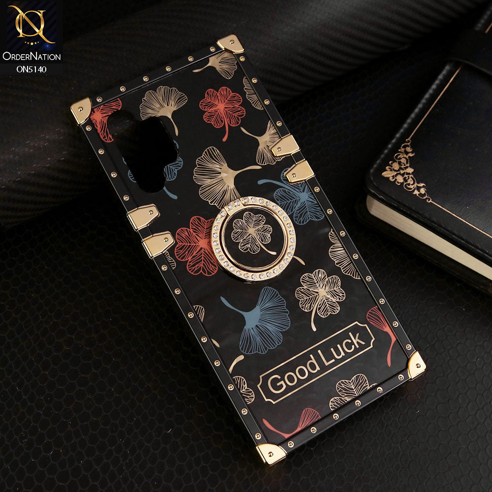 Samsung Galaxy A32 Cover - Black - Trendy Style Good Luck Floral Square Trunk Soft Case With Holder
