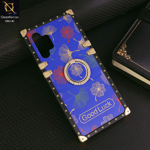 Samsung Galaxy A32 Cover - Blue - Trendy Style Good Luck Floral Square Trunk Soft Case With Holder
